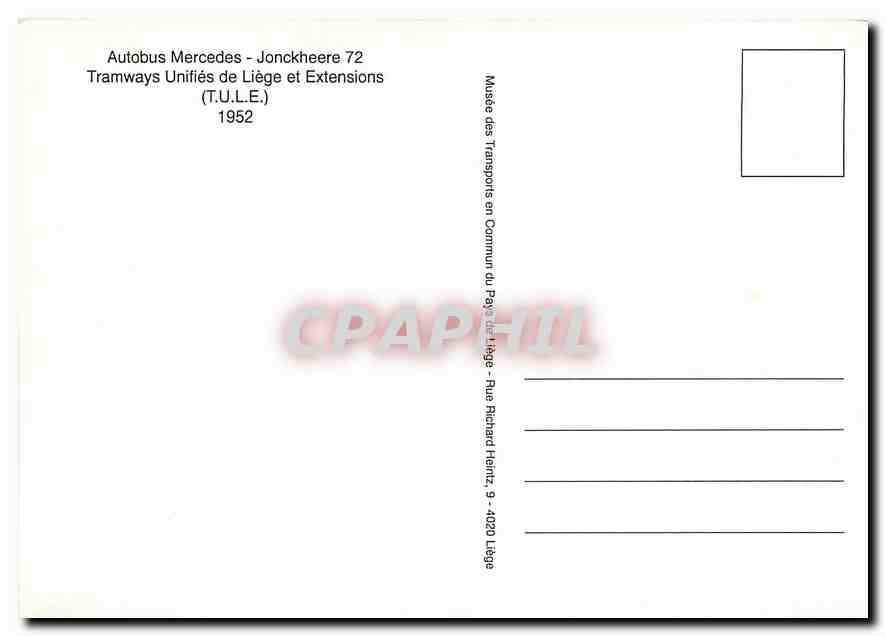 CPM Autobus Mercedes Jonckheere 72 Liege TULE  — Rückseite
