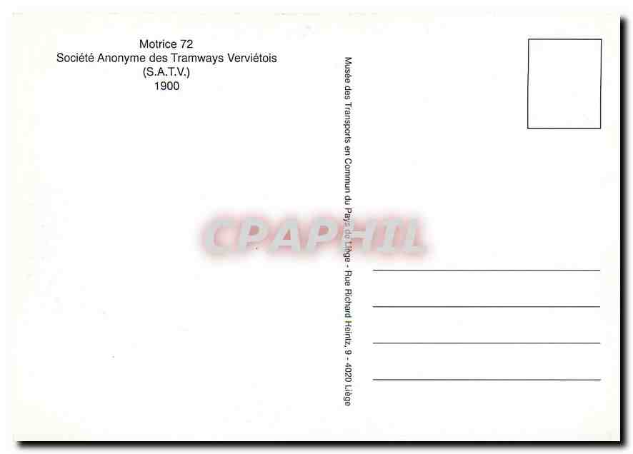 CPM Motrice 72 Vervietois SATV 1900 — Rückseite