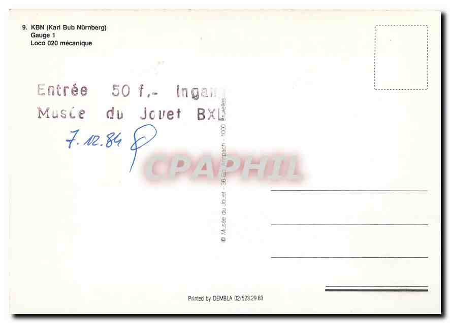 CPM KBN Karl Bub Nurnberg Loco 020 mecanique — Back