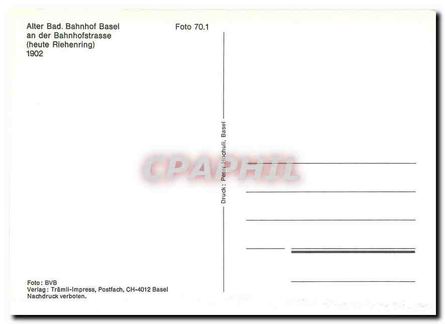 CPM Alter Bad Bahnhof Basel an der Bahnhnofstrasse — Rückseite