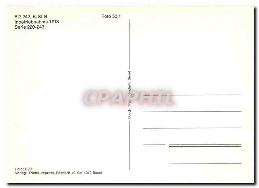 CPM B2 242 B St B Inbetriebnahme 1913 — Verso