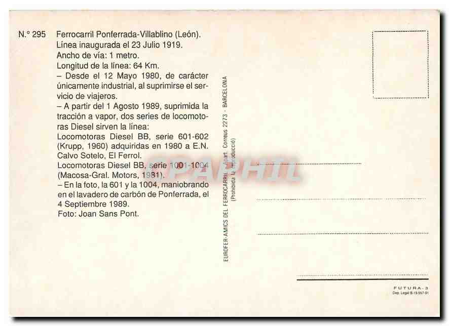 CPM Ferrocarril Ponferrada Villablino Leon  — Back