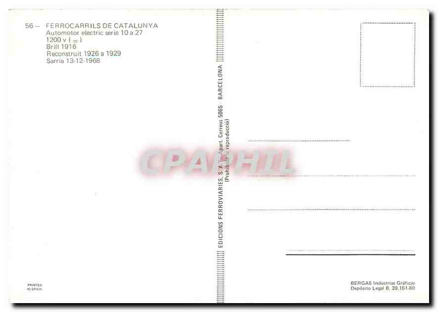 CPM Ferrocarrils de Catalunya Automotor Electric Serie 10 a 27 — Rückseite