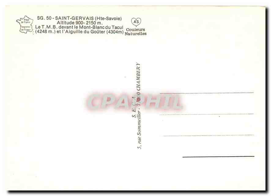 CPM Saint Gervais Hte Savoie  — Verso