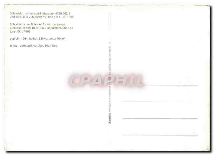 CPM Electric Locomotive for narrow gauge 4090 002 9 — Verso
