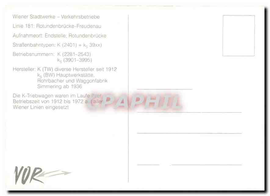CPM Wien Linie 181 Rotundenbrucke Freudenau — Rückseite