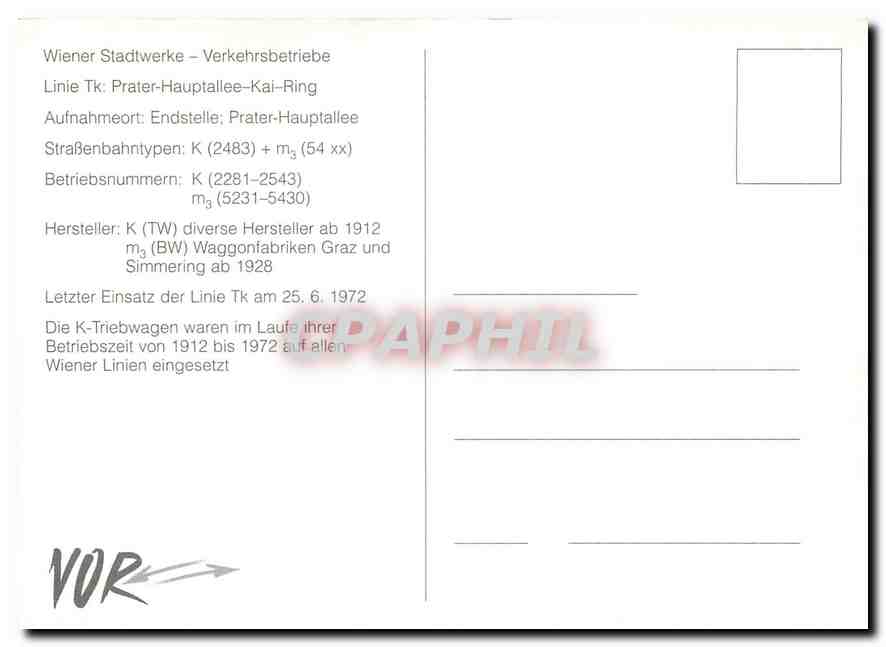CPM Wien Linie TK Prater Hauptallee Kai Ring — Rückseite