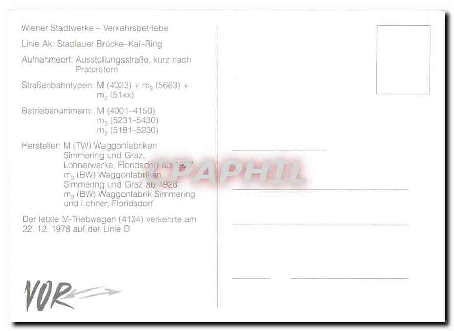 CPM Wien Line Ak — Rückseite