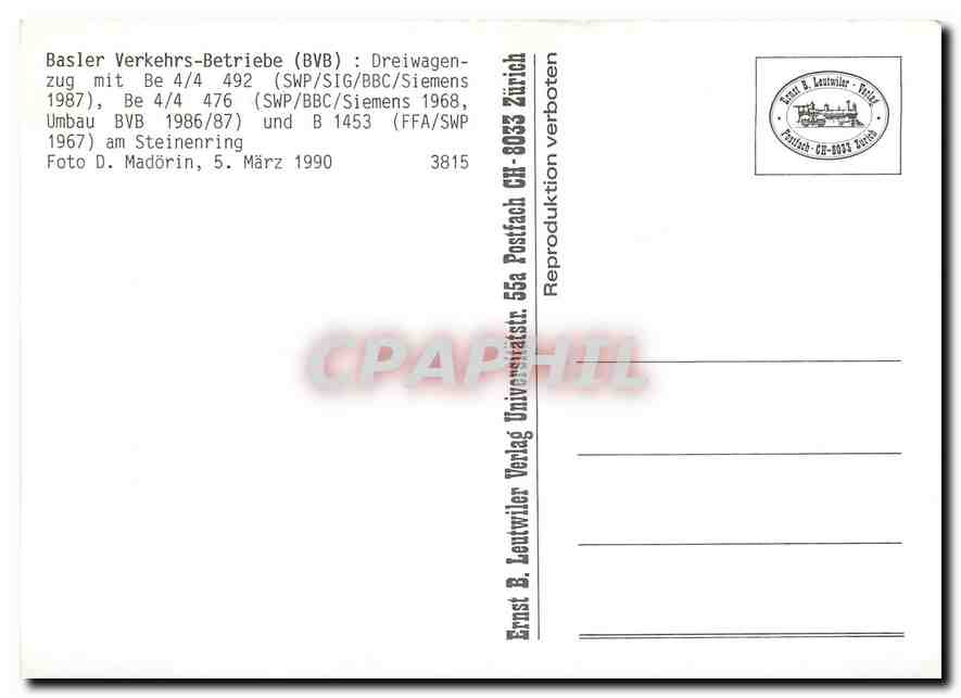 CPM Basler Verkehrs Betriebe  — Rückseite