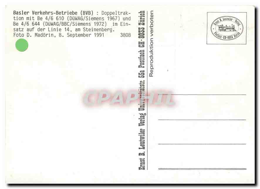 CPM Basler Verkehrs Betriebe  — Verso