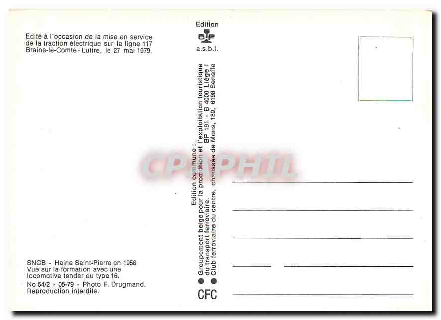 CPM SNCB Haine Saint Pierre  — Verso