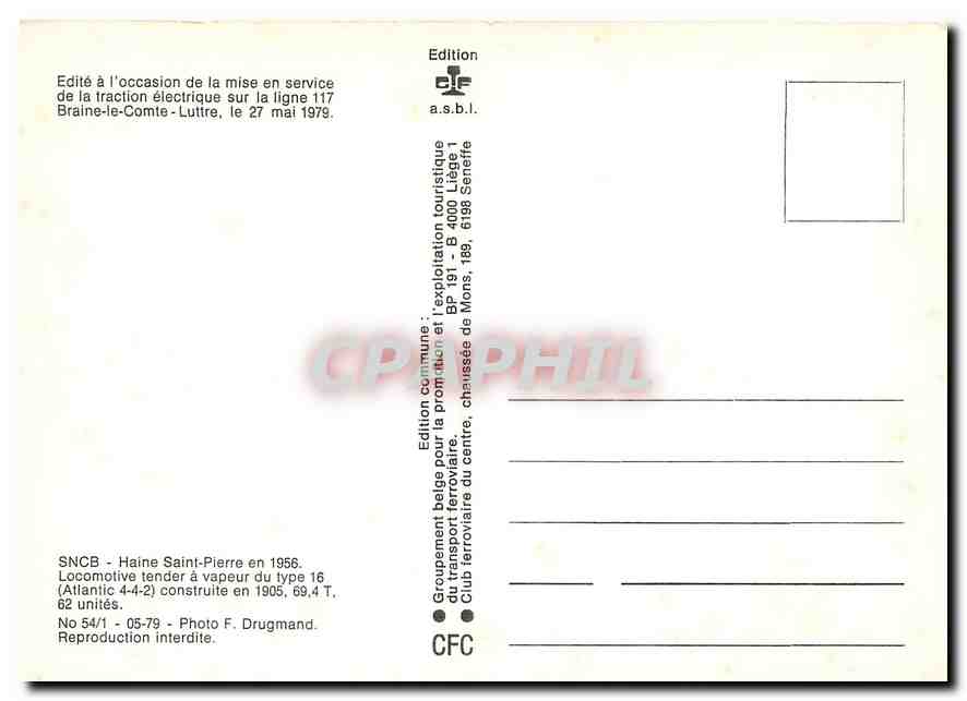 CPM SNCB Haine Saint Pierre  — Rückseite