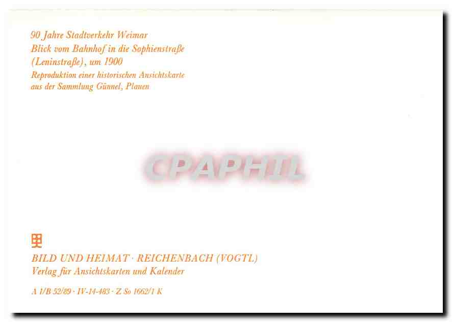 CPM Weimar Bahnhof — Rückseite