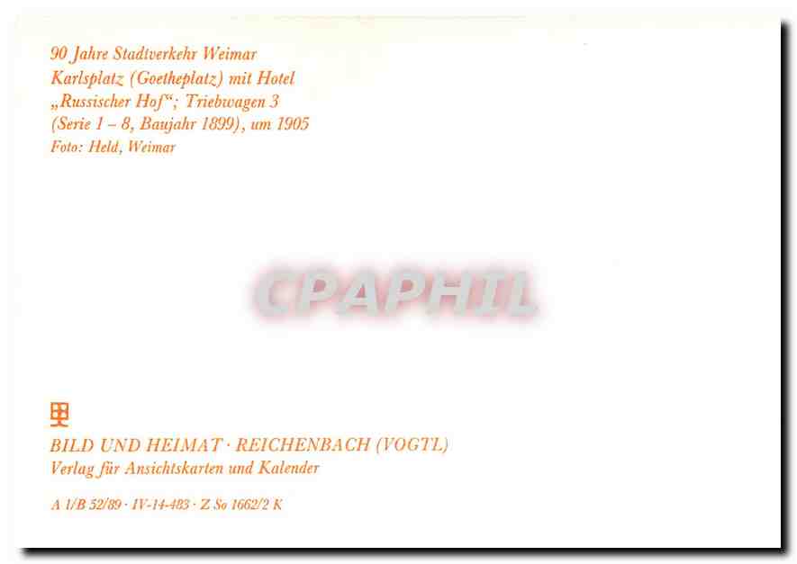CPM Weimar Bahnhof — Rückseite