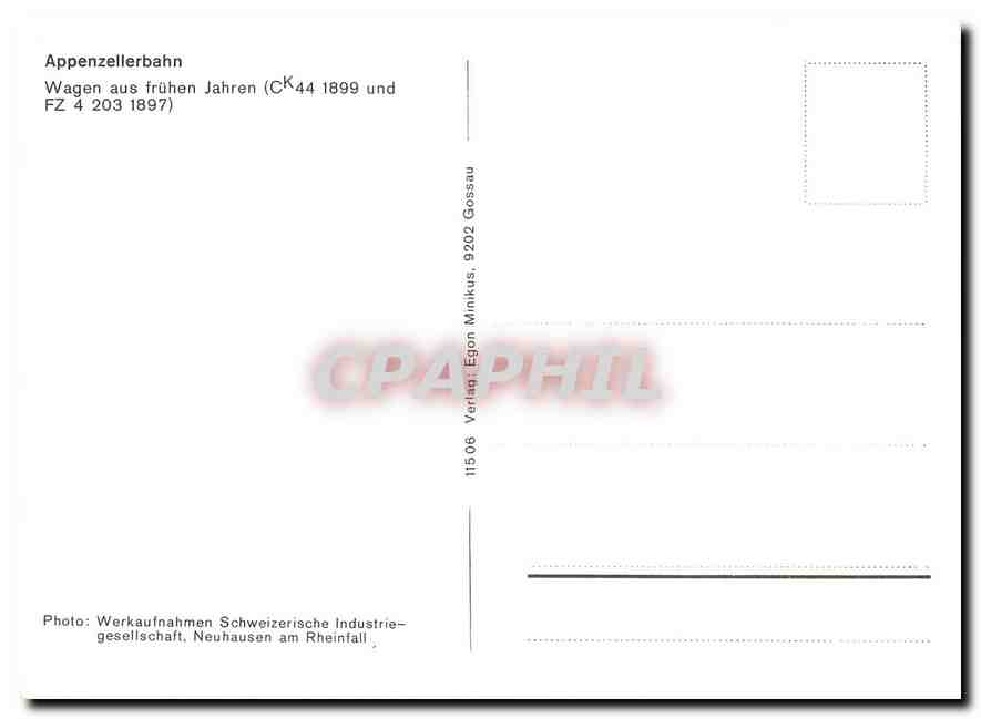 CPM Appenzellerbahn Wagen CK 44 1899 FZ 4 203 1897 — Rückseite