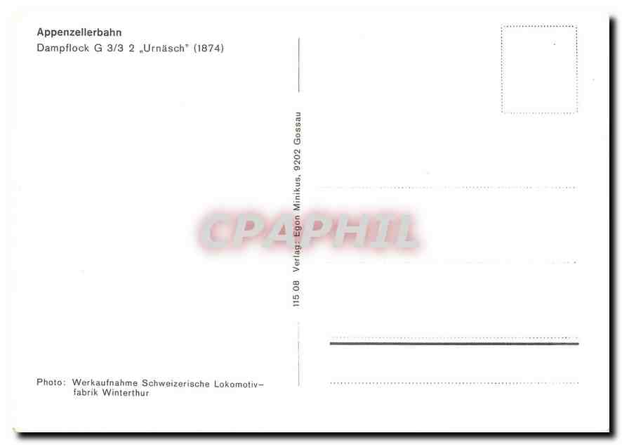 CPM Appenzellerbahn Urnasch — Rückseite