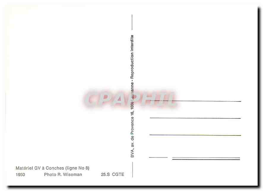 CPM Materiel GV a Conches Lausanne — Back