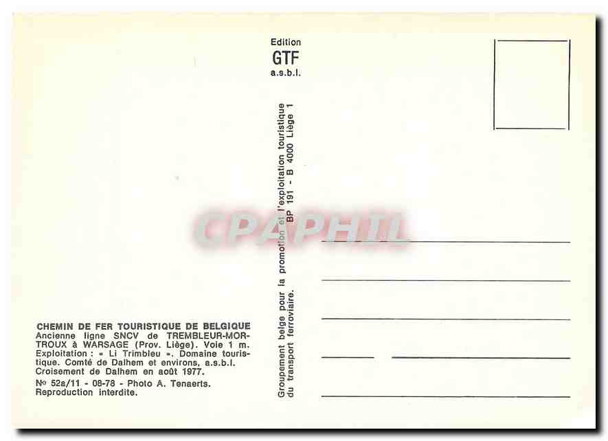 CPM Belgique SNCV Trembleur Mortroux a Warsage — Back