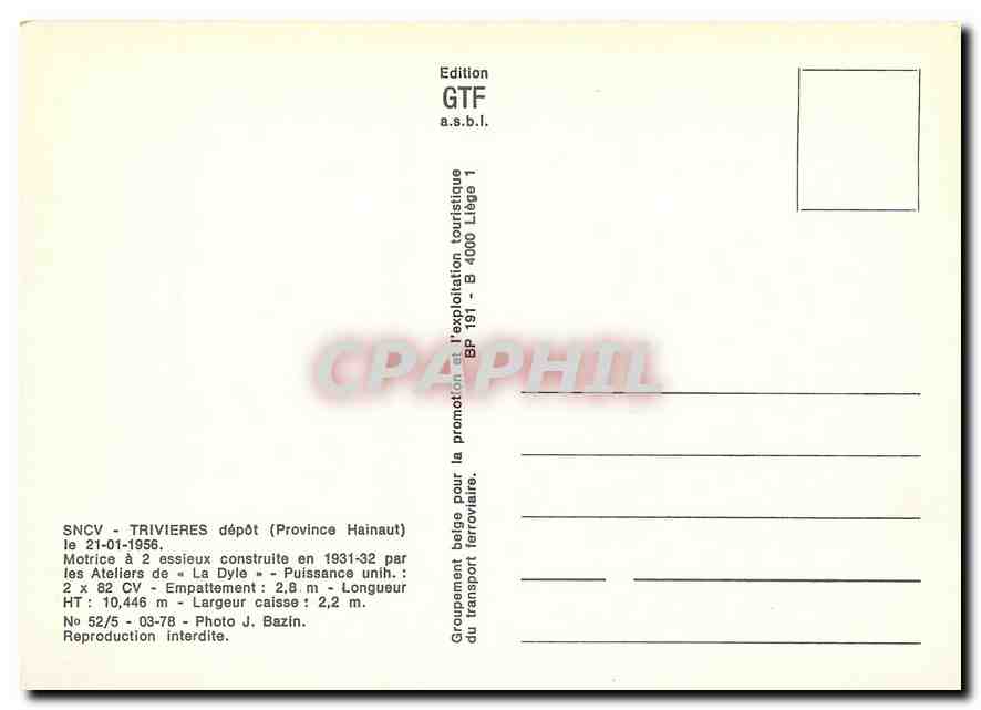 CPM Triviers depot Motrice a 2 essieux — Rückseite