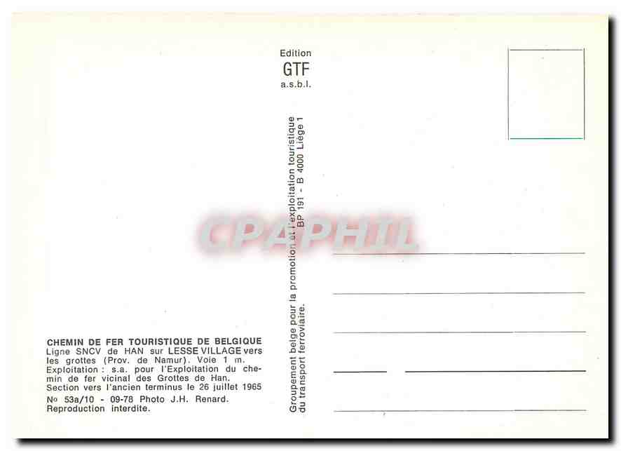 CPM Han sur Lesse Village Namur SNCV — Rückseite