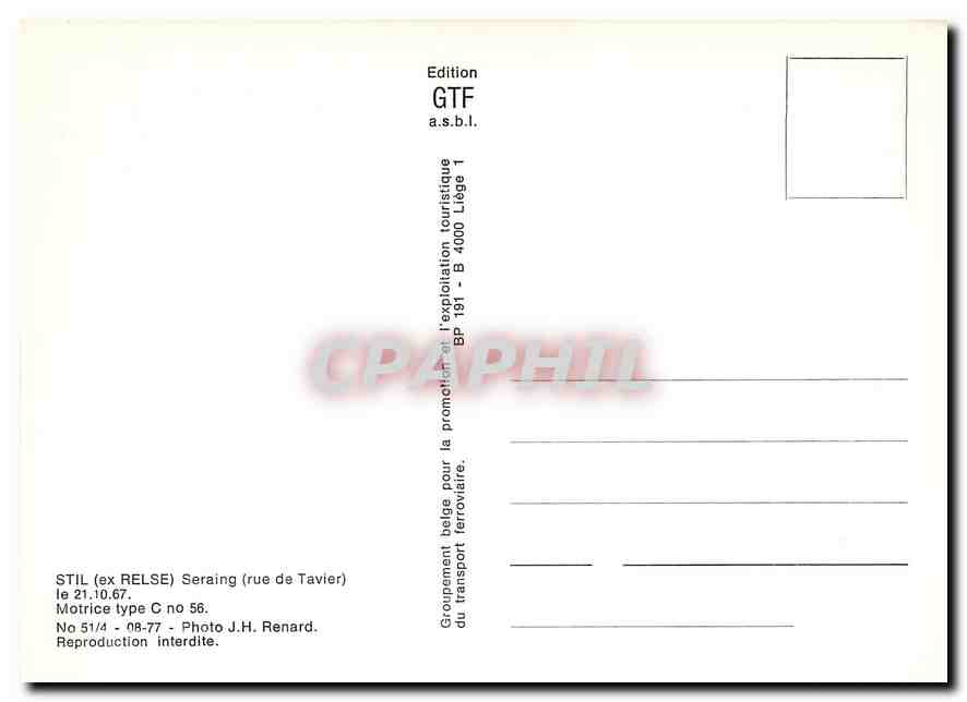 CPM STIL ex RELSE Seraing Rue de Tavier Motrice Type C No 56 — Rückseite