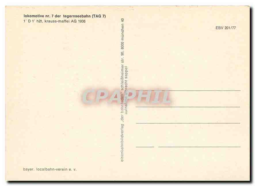 CPM Locomotive AG 1936 — Verso