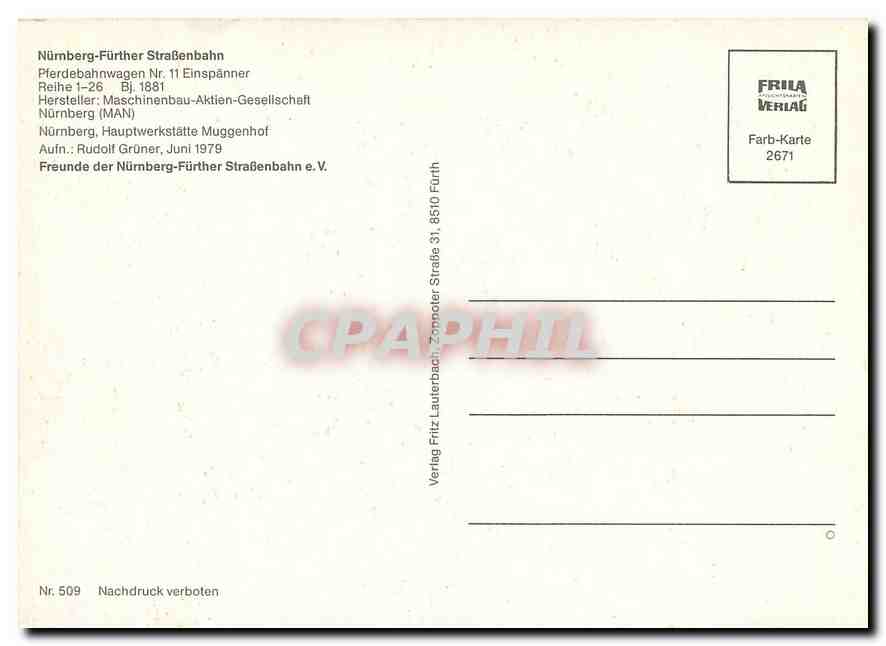 CPM Nurnberg Further Strasenbahn  — Rückseite