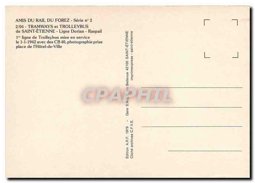 CPM Tramways et Trolleybus de Saint Etienne Ligne Dorain Raspail — Verso