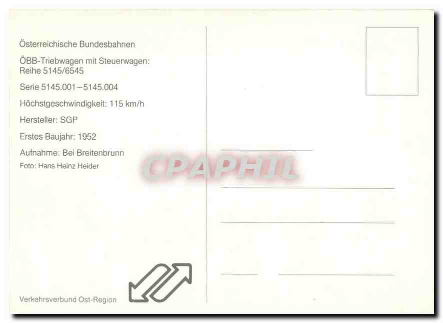 CPM Osterreichische Bundesbahnen Reihe 5145 6545 — Rückseite