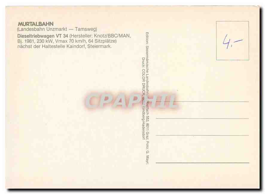 CPM Murtalbahn Dieseltriebwagen VT 34 — Verso