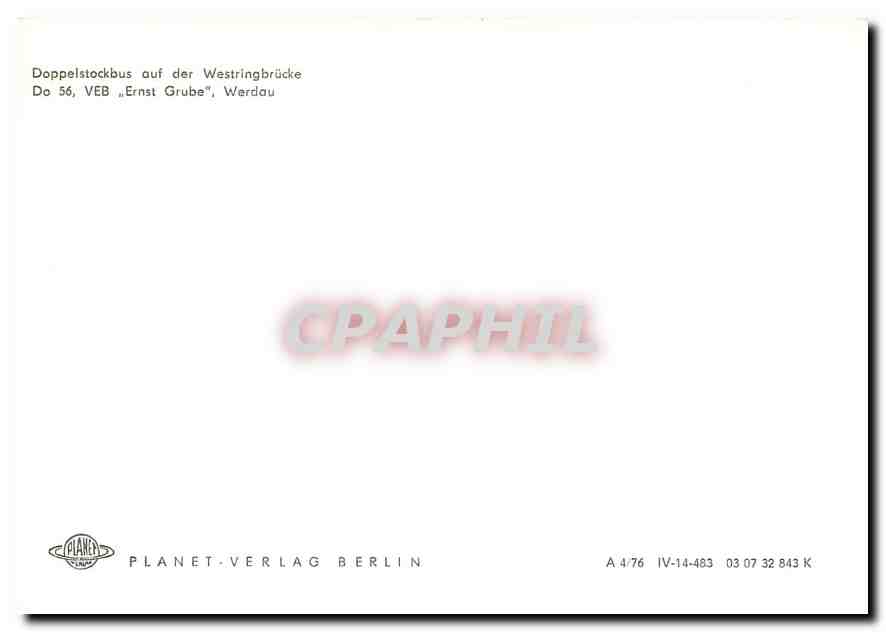 CPM Berlin Doppelstockbus aud der Westringbrucke Do 56 VEB Ernst Grube Werdau — Rückseite