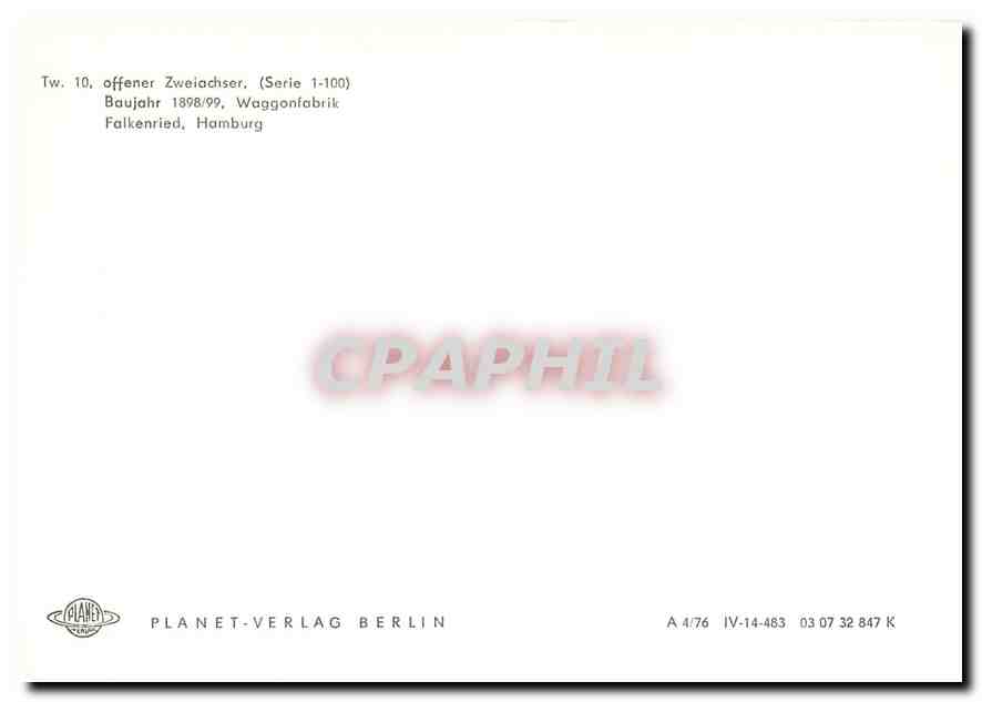CPM Serie 1 100 Hamburg — Rückseite