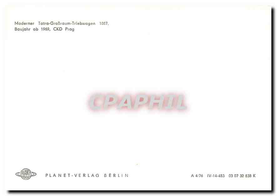 CPM Train 1087 Prag — Verso