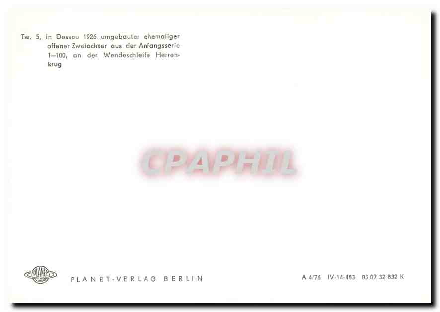 CPM Dessau 1926  — Verso