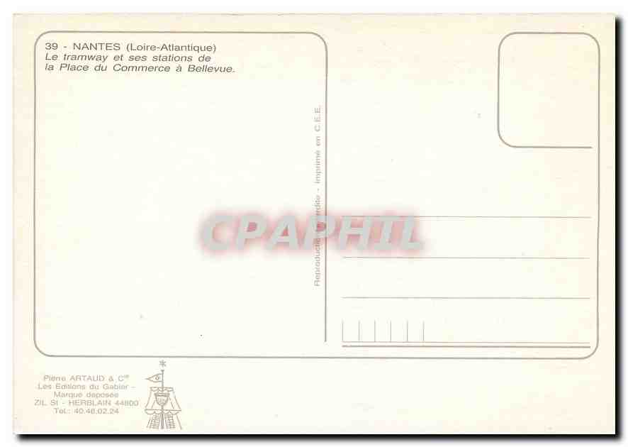 CPM Nantes Loire Atlantique Tramway Jamet Croix Bonneau Commerce Romanet Egalite Mediatheque Bellevu — Rückseite