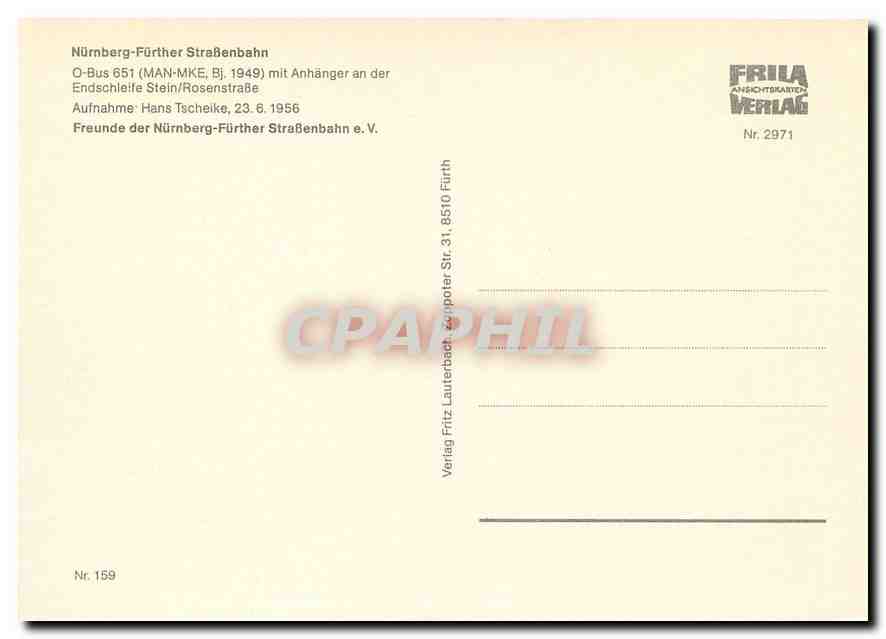 CPM Nurnberg Further Strasenbahn O Bus 651 Man Mke  — Rückseite