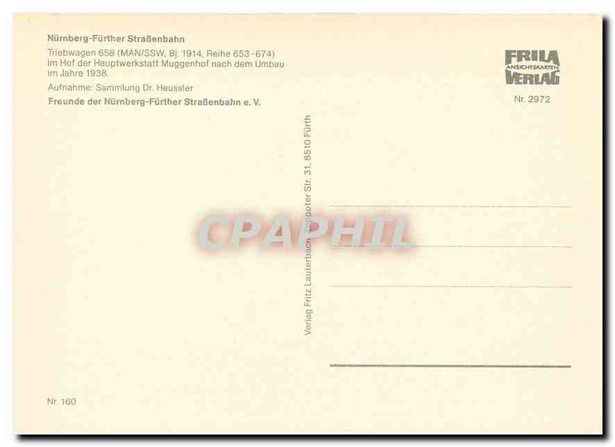 CPM Nurnberg Further Strasenbahn Train 658 653 674 — Rückseite