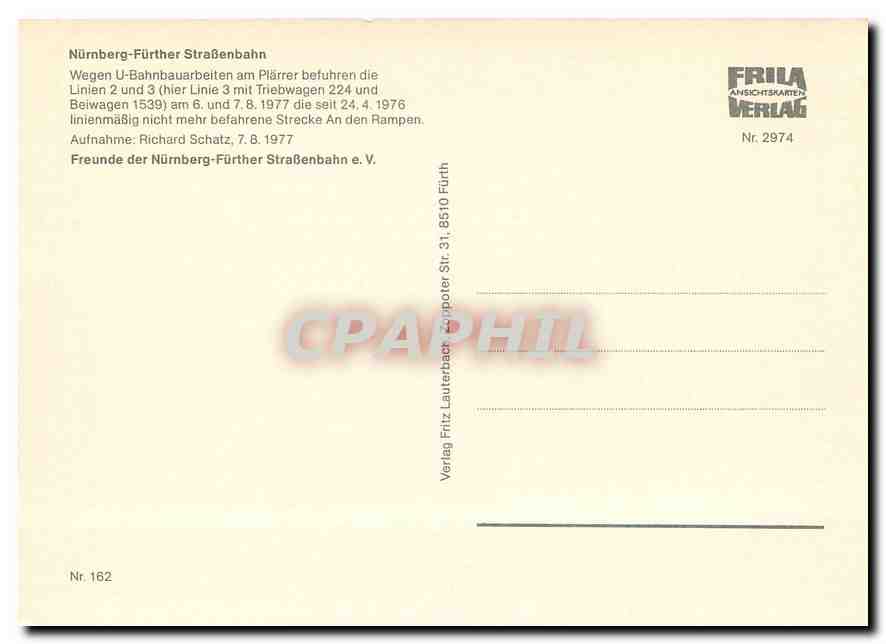 CPM Nurnberg Further Strasenbahn Train Ligne 2 et 3 — Back