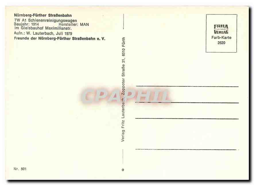 CPM Nurnberg Further Strasenbahn TW A 1 — Rückseite