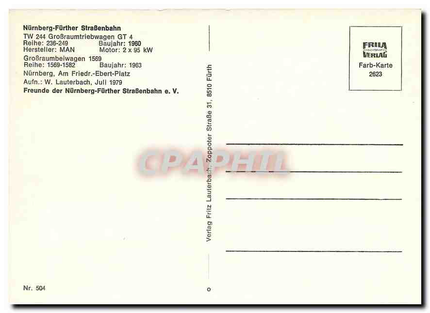 CPM Nurnberg Further Strasenbahn TW 244 — Rückseite
