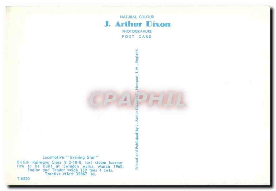 CPM Locomotive Evening Star Britisg Railways Class 9 2 10 0  — Verso