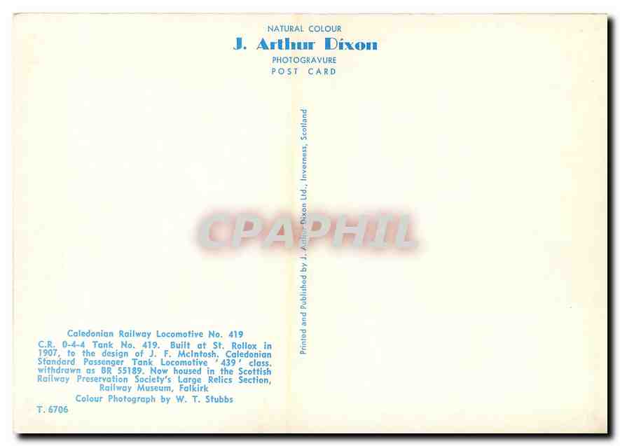 CPM Caledonian Railway Locomotive No 419  — Verso