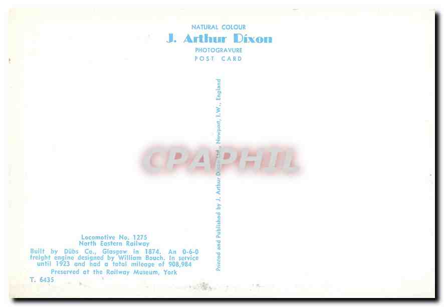 CPM Locomotive no 1275 North Eastern Railway  — Verso