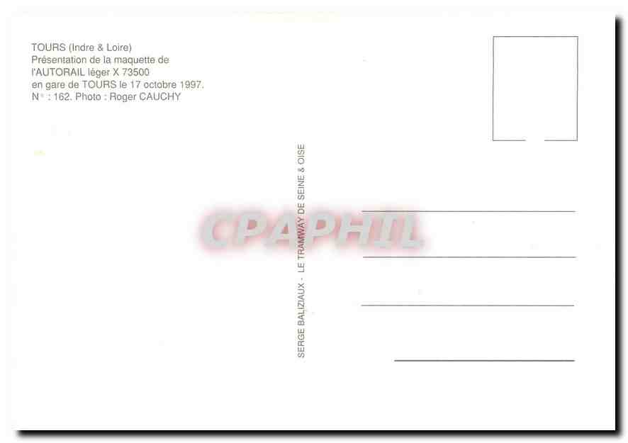 CPM Tours Indre Loire Autorail leger X 73500  — Verso