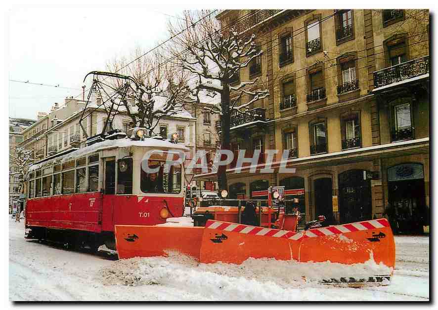 CPM Tramways de Geneve Tram chasse neige T01 ex tram Be 4 4 70 