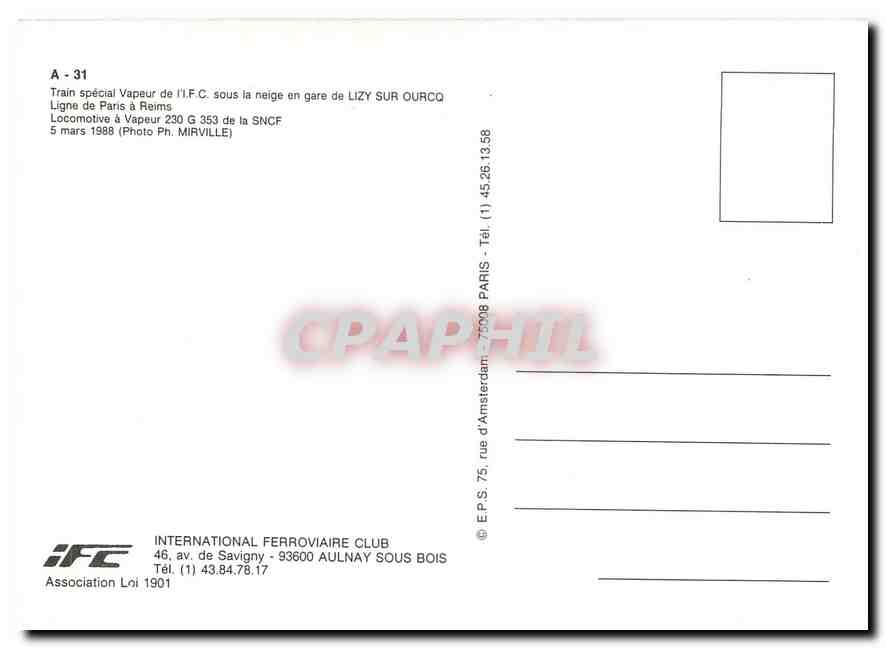 CPM Locomotive a Vapeur 230 G 353  — Verso