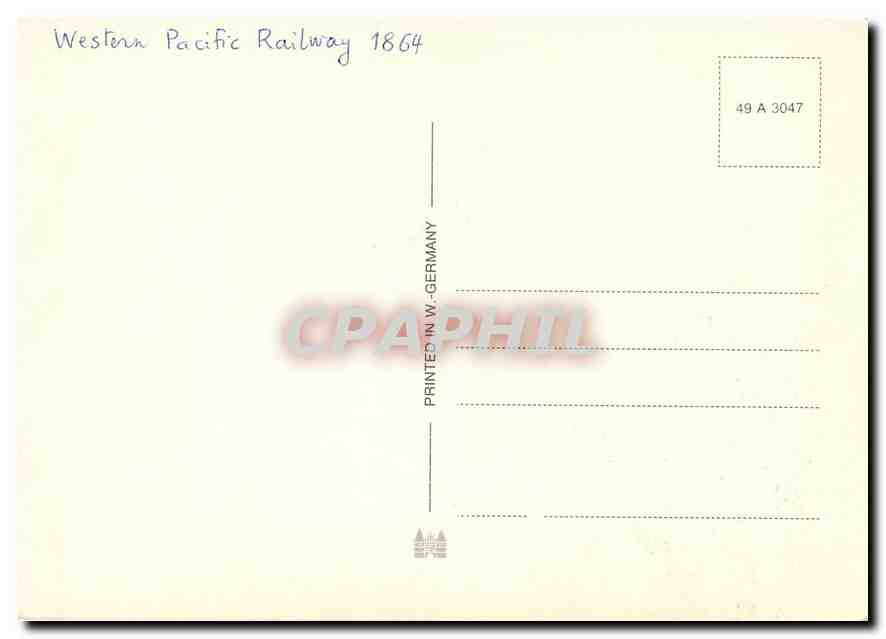 CPM Western Pacific Railway 1864  — Verso