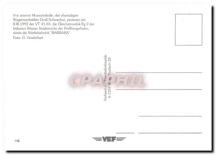 CPM Wagenwerkstatte Gros Schwechat posieren am 8 III 1992 der VT 41 03  — Verso
