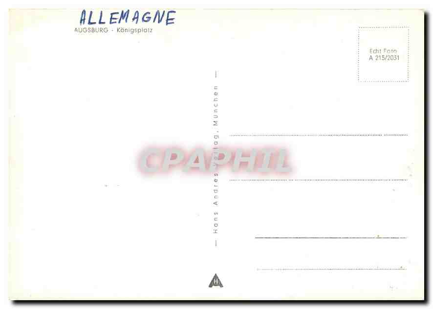 CPM Augsburg Konigsplatz Allemagne  — Verso