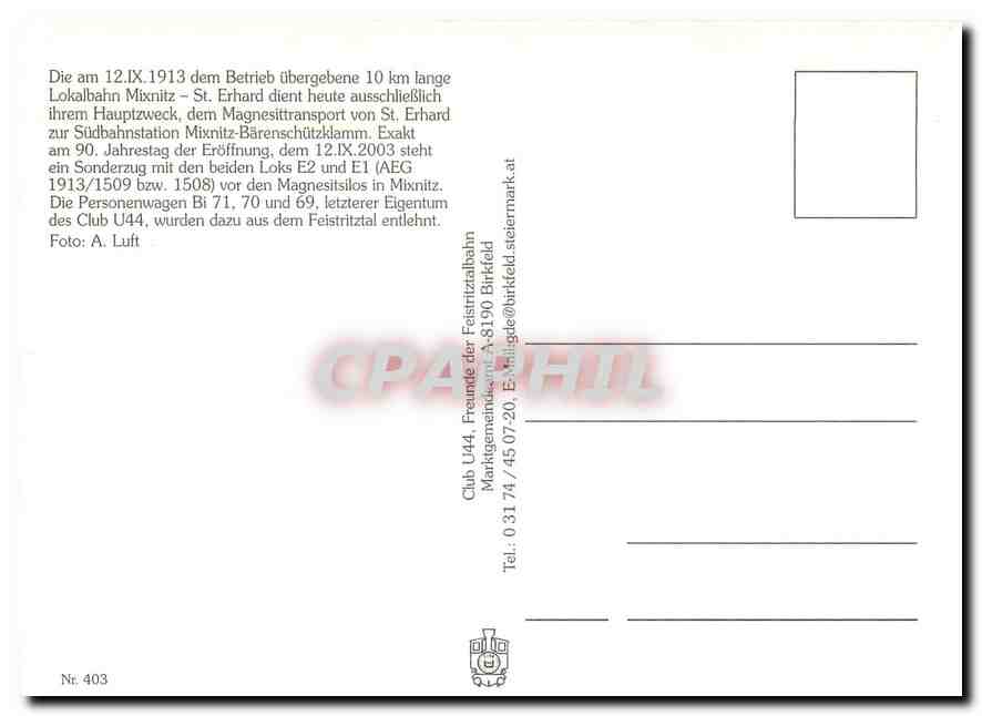CPM Lokalbahn Mixnitz St Erhard Personwagen Bi 71 70 69  — Verso